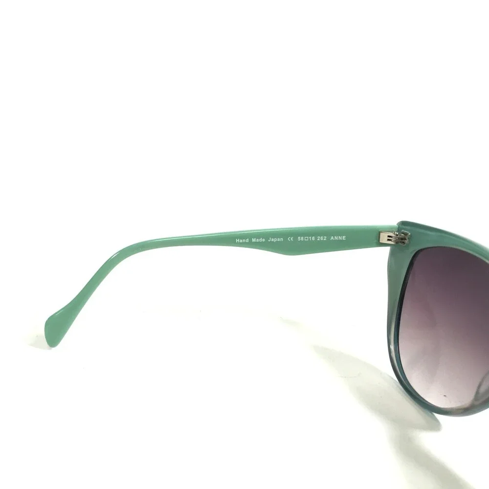 Morgenthal Frederics Sunglasses 262 ANNE Green Cat Eye Frames w/ Purple Lenses